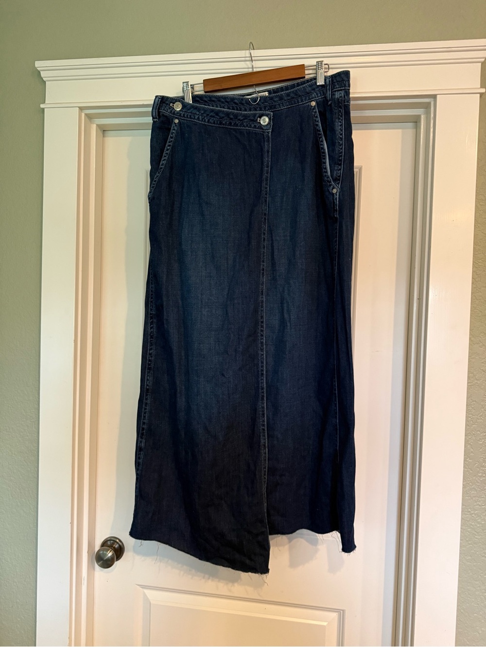 We The Free Dark Blue Denim Wrap Skirt